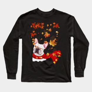 Maple Leaf French Bulldog Fall Hello Autumn Gift Long Sleeve T-Shirt